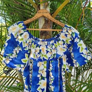 Royal Hawaiian Creations Blue Hibiscus Muumuu Dress Size 2XL